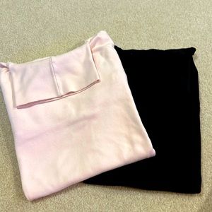 2 turtlenecks - 1 light pink and 1 black